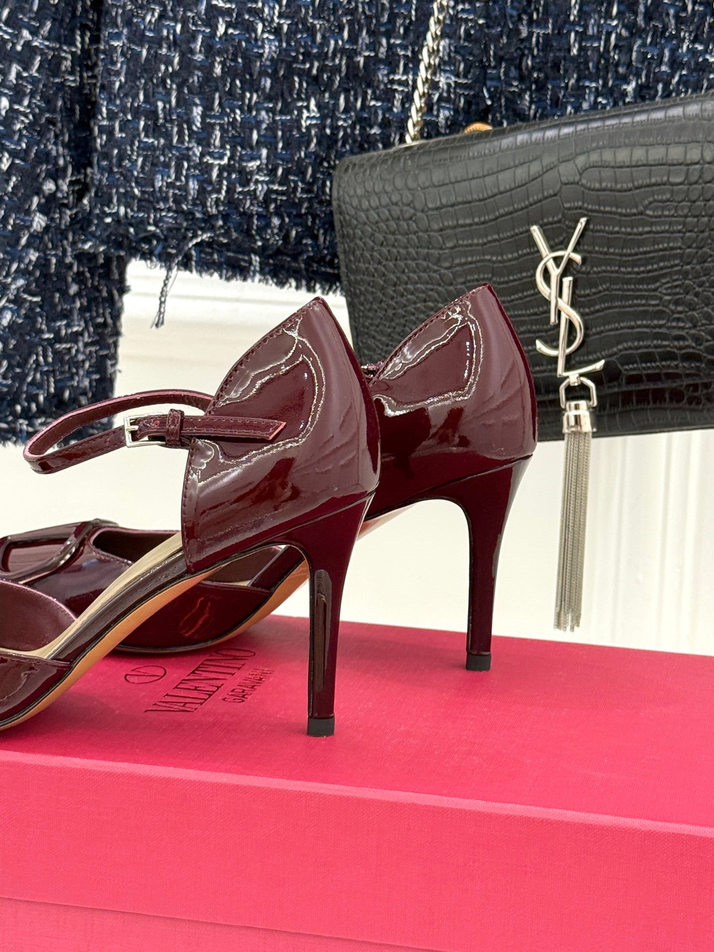 Logo Buckle Pointed-Toe Pump — Ankle Strap