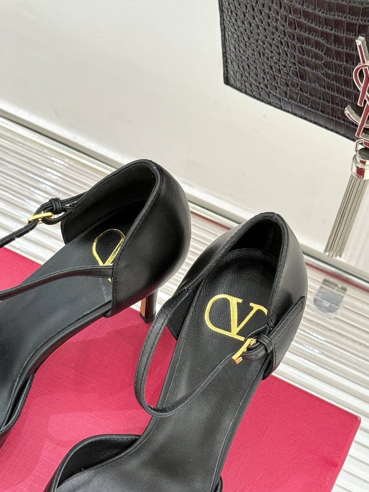 Logo Buckle Pointed-Toe Pump — Ankle Strap